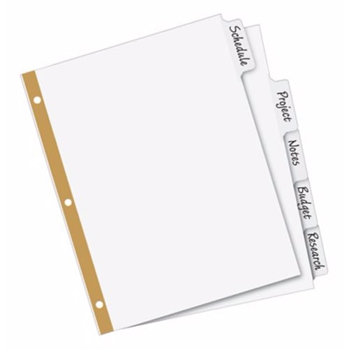 Avery 5-tab White Big Tab Write-On Dividers - 23075