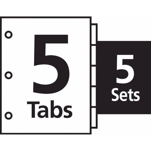 Avery 5-tab Yellow 11" x 8.5" White Dividers 5pk - 11414