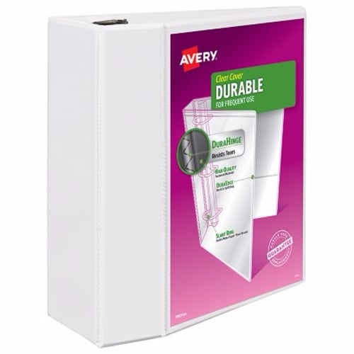 Avery 5" White Durable View Binders with EZD Rings 2pk - 09901