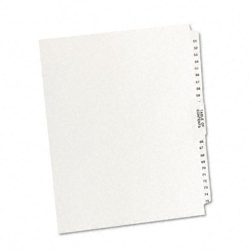Avery 51-75/TOC Legal 11" x 8.5" Avery Style Collated Dividers - 11396