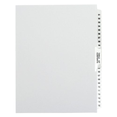 Avery 51-75/TOC Legal 11" x 8.5" Avery Style Collated Dividers - 11396