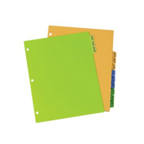 Avery 8.5" x 11" Multicolor Jan-Dec Tab Plastic Pre-printed Tab Dividers 1 set - 11331