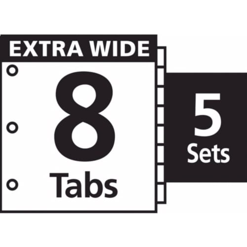 Avery 8-tab 11.25" x 9.25" Clear Label 3-hole Punched Dividers - 11441 - Clearance Sale