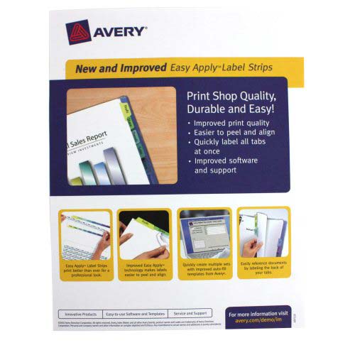 Avery 8-tab 11" x 8.5" Clear Label Unpunched Dividers 25pk - 11444