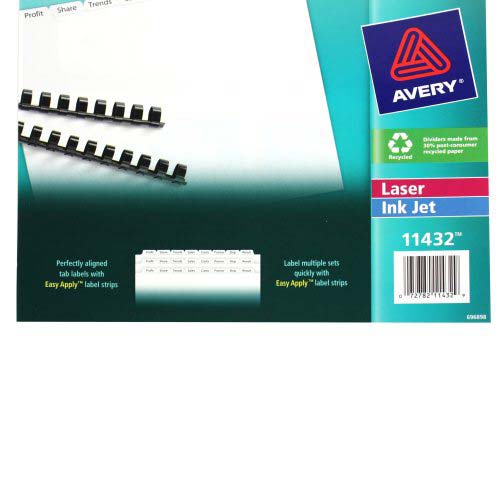 Avery 8-tab 11" x 8.5" Clear Label Unpunched Dividers 5pk - 11432 - Clearance Sale