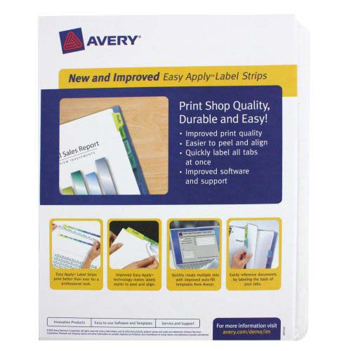 Avery 8-tab 11" x 8.5" Clear Label Unpunched Dividers 5pk - 11432 - Clearance Sale
