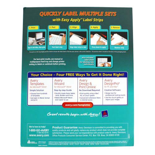 Avery 8-tab 11" x 8.5" Clear Label Unpunched Dividers 5pk - 11432 - Clearance Sale