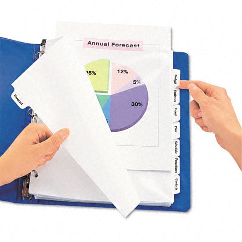 Avery 8-tab 11" x 9" Clear Label 3-hole Punched Dividers 1 set-11439