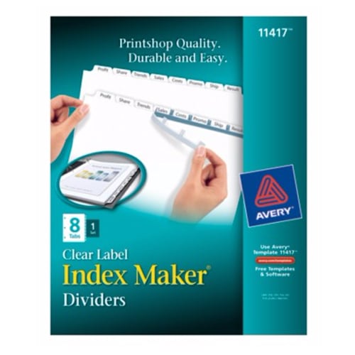 Avery 8-tab 11" x 8.5" Clear Label Dividers 1 set - 11417 - Clearance Sale