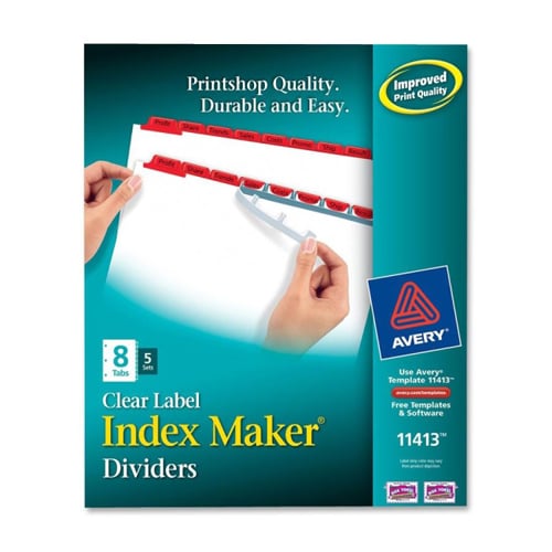 Avery 8-Tab 8.5" x 11" Clear Label 3-Hole Punched Dividers - 11413