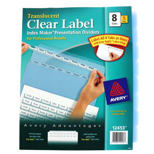 Avery 8-tab Blue 11" x 8.5" Translucent Dividers (5pk) - 12453