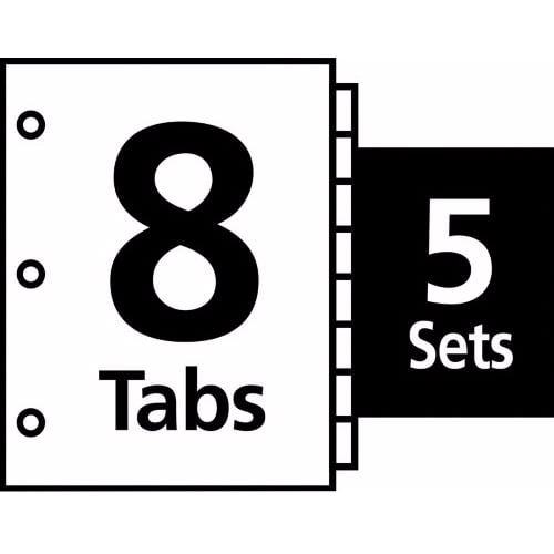 Avery 8-tab Blue 11" x 8.5" White Dividers 5pk - 11411