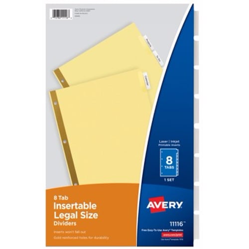 Avery 8-tab Clear WorkSaver Insertable Tab Dividers - 11116