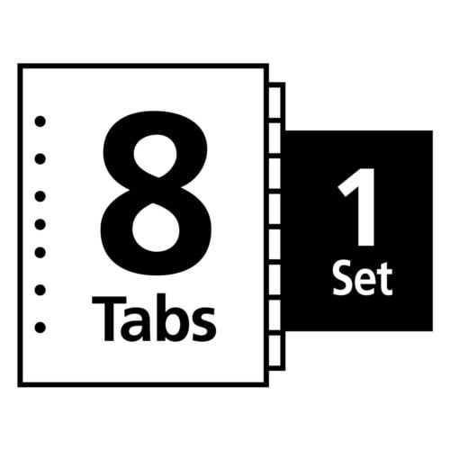 Avery 8-Tab Index Maker Clear Label Dividers with White Tabs 1 set - 11427