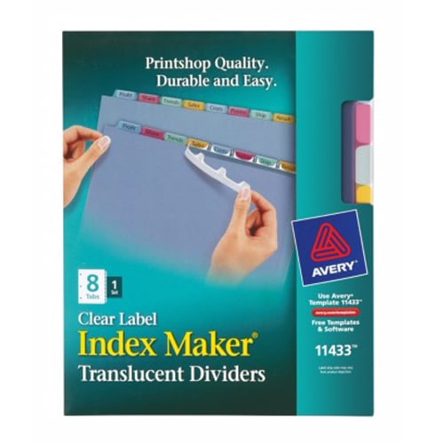 Avery 8-tab Multicolor 11" x 8.5" Translucent Dividers 1 set - 11433