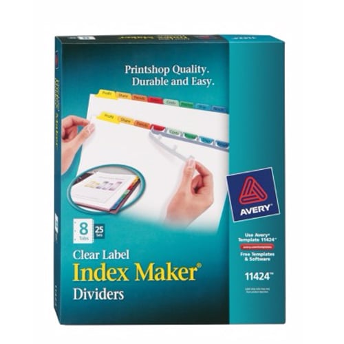 Avery 8-tab Multicolor 11" x 8.5" White Dividers 25pk - 11424