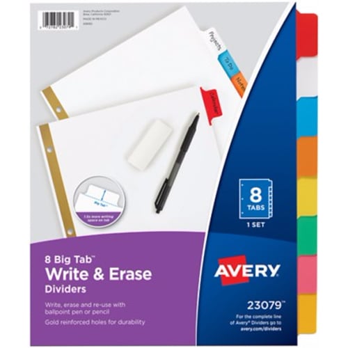 Avery 8-tab Multicolor Big Tab Write-On Dividers - 23079