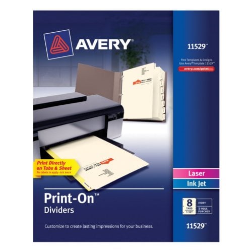 Avery 8-Tab Print-On Dividers with Ivory Tabs - 1 Set