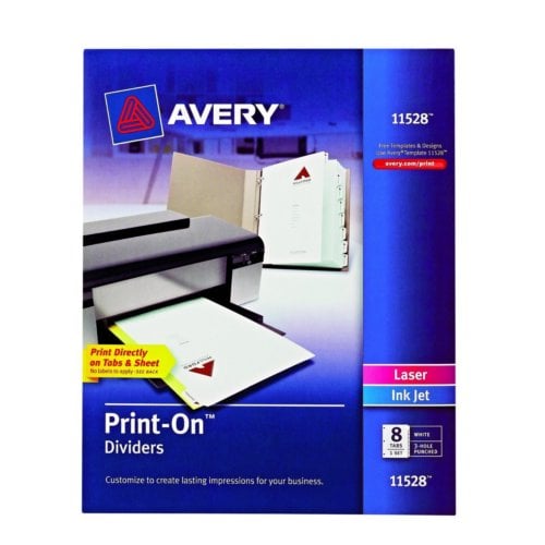 Avery 8-Tab Print-On Dividers with White Tabs 1 set - 11528 - Clearance Sale