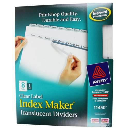 Avery 8-tab Translucent 11" x 8.5" Translucent Dividers 1 set - 11450