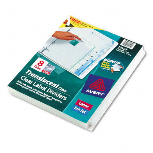 Avery 8-tab Translucent 11" x 8.5" Translucent Dividers 5pk - 12450