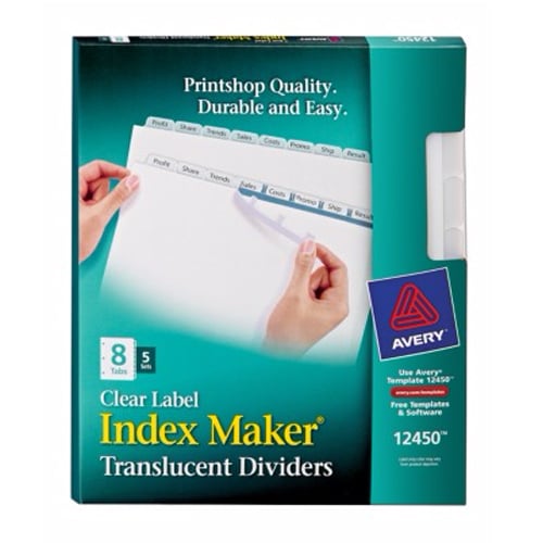 Avery 8-tab Translucent 11" x 8.5" Translucent Dividers 5pk - 12450