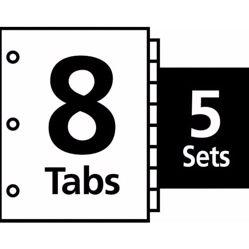 Avery 8-tab Translucent 11" x 8.5" Translucent Dividers 5pk - 12450