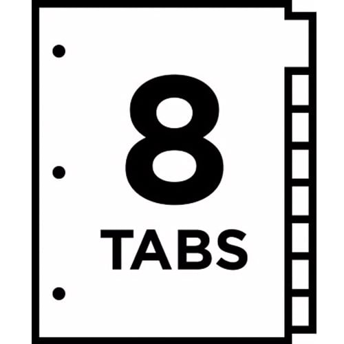 Avery 8-Tab White Paper Big Tab Clear Dividers with Reinforcing Strip - 11124