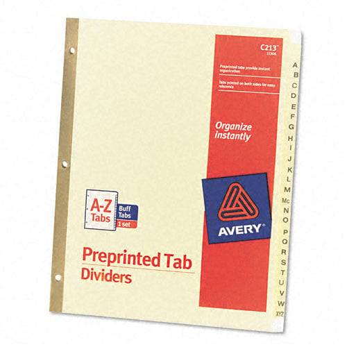 Avery A-Z Buff Preprinted Laminated Tab Dividers - 11306 - Clearance Sale