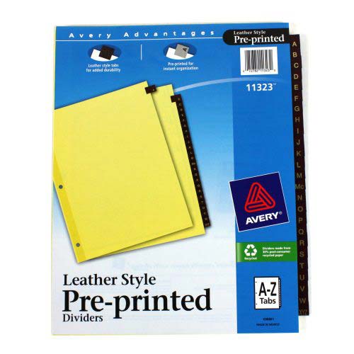 Avery A-Z tab Clear Reinforced Preprinted Red Leather Tab - 11323