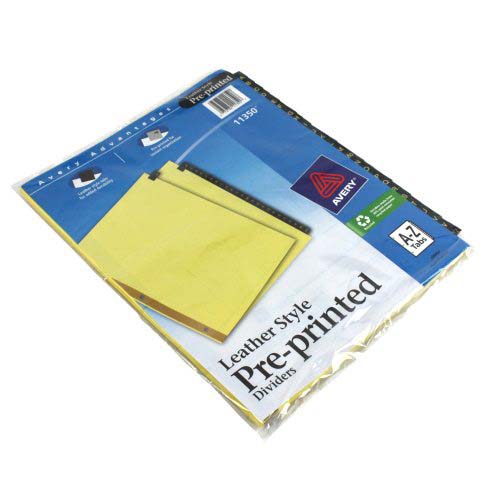 Avery A-Z tab Gold Reinforced Preprinted Black Leather Tab - 11350