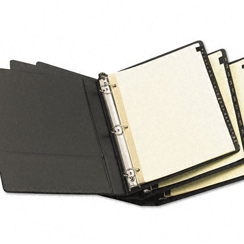 Avery A-Z tab Gold Reinforced Preprinted Black Leather Tab - 11350