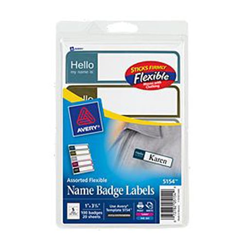 Avery Assorted 1" x 3-3/4" Flexible Self-Adhesive Name Badge Labels 100pk - 5154
