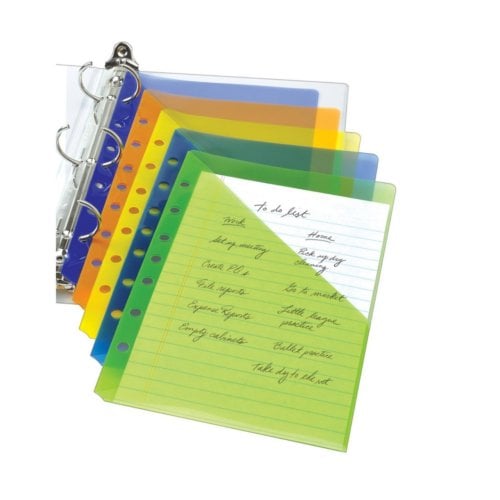 Avery Assorted 7-Hole Punched Mini Plastic Binder Pockets for 5.5" x 8.5" Binders 5pk - 75307
