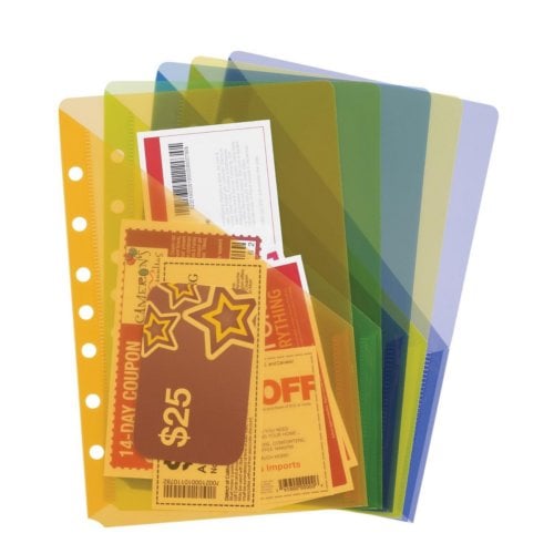 Avery Assorted 7-Hole Punched Mini Plastic Binder Pockets for 5.5" x 8.5" Binders 5pk - 75307