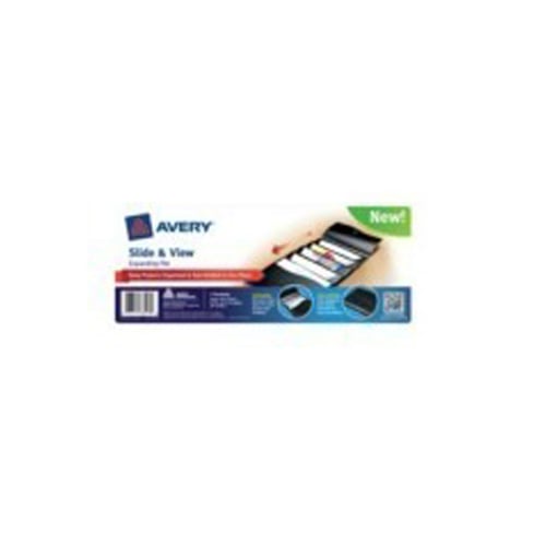 Avery Assorted Black/Blue Letter Size Slide & View 5-Pocket Poly Expanding File - 8pk
