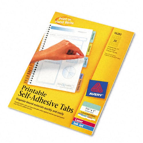 Avery Assorted Printable Repositional Plastic Tabs 1pk 80pk - 16283 - Clearance Sale