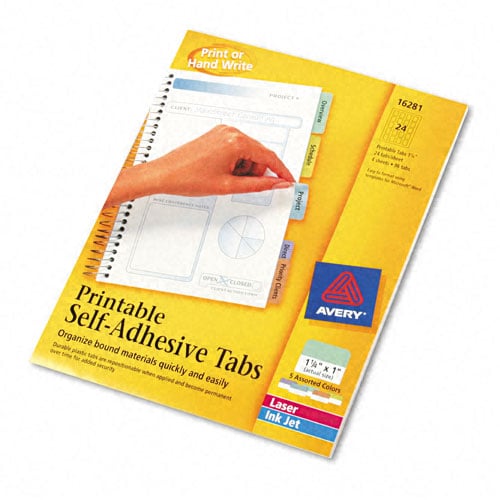 Avery Assorted Printable Repositional Plastic Tabs 1pk 96pk - 16281