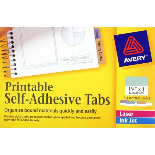Avery Assorted Printable Repositional Plastic Tabs 1pk 96pk - 16281