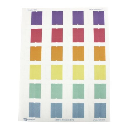 Avery Assorted Printable Repositional Plastic Tabs 1pk 96pk - 16281