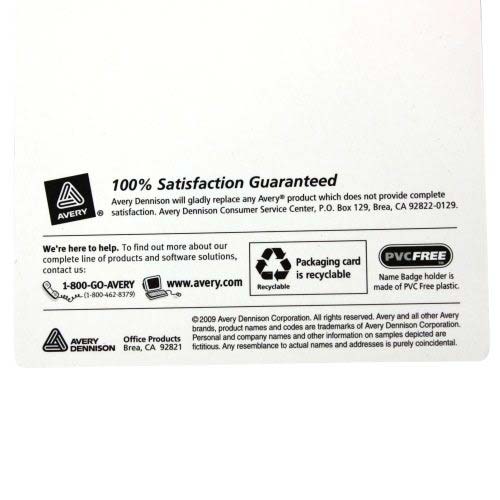 Avery Badge Holder Horizontal Holds Insert Cards Up To 3" x 4" 25pk - 74471