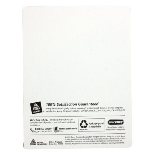 Avery Badge Holder Insert Cards Up To 3" x 4" (25pk)