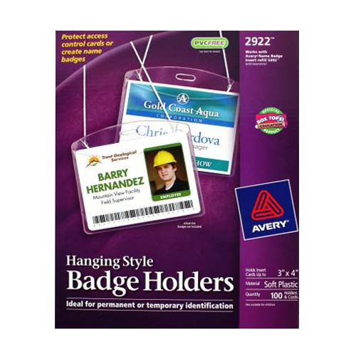 Avery Badge Holder Neck Hanging - Landscape 3" x 4" 100pk - 2922