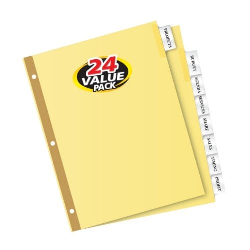 Avery Big Tab Clear 8-Tab Gold Reinforced Buff Insertable Dividers 24 sets - 11115 - Clearance Sale