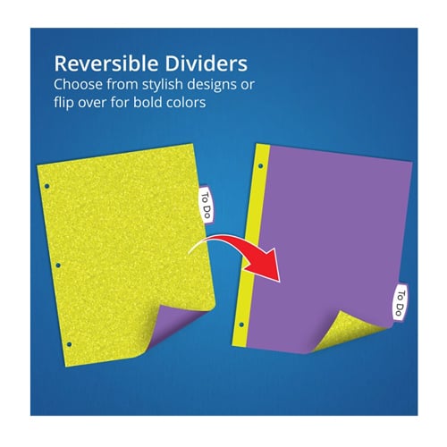 Avery Big Tab Glitter Colored 5-Tab Reversible Fashion Dividers 1 set - 24928
