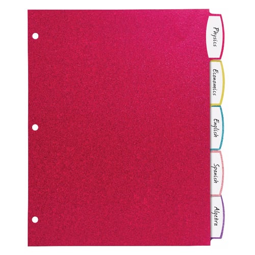 Avery Big Tab Glitter Colored 5-Tab Reversible Fashion Dividers 1 set - 24928