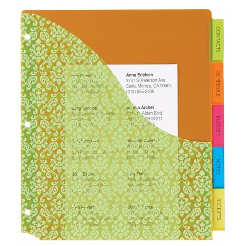 Avery Big Tab Insertable Pocket Multicolor 5-Tab Plastic Dividers (Damask Design) 1 set - 7714