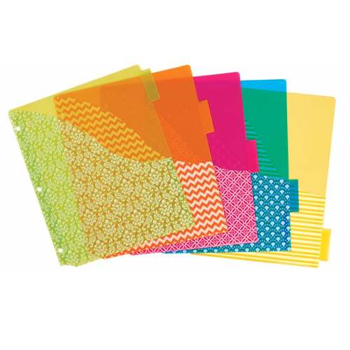Avery Big Tab Insertable Pocket Multicolor 5-Tab Plastic Dividers (Damask Design) 1 set - 7714