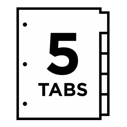 Avery Big Tab Insertable Pocket Multicolor 5-Tab Plastic Dividers (Damask Design) 1 set - 7714