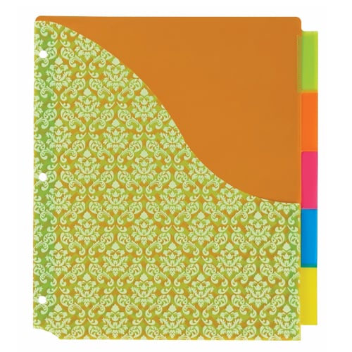 Avery Big Tab Insertable Pocket Multicolor 5-Tab Plastic Dividers (Damask Design) 1 set - 7714